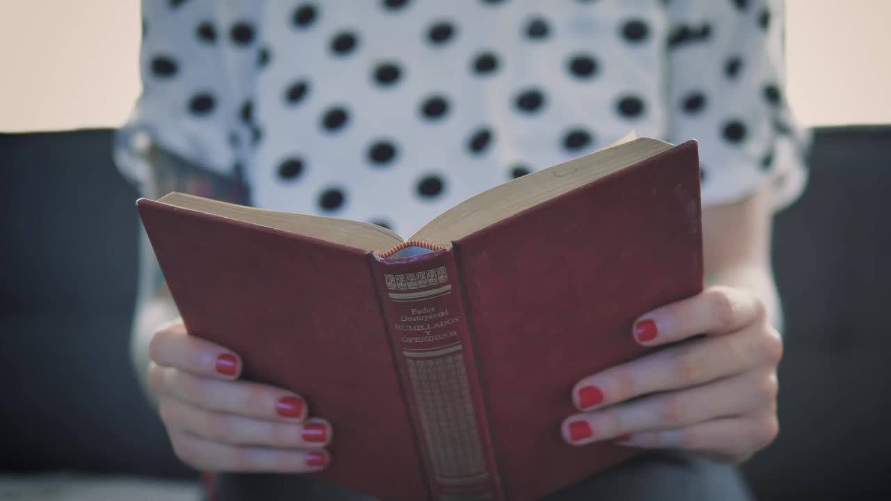 Stock Video Girl Sitting In An Armchair While Reading A Red Book Live Wallpaper For PC