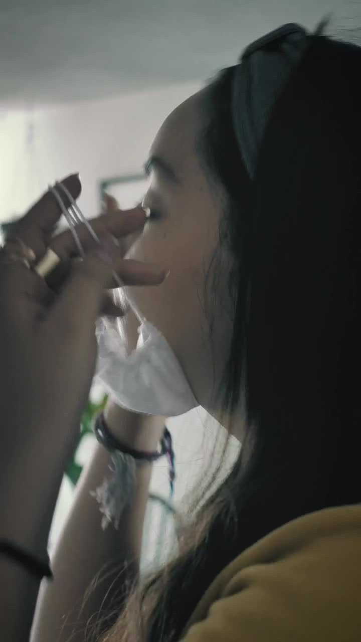 Stock Video Girl Putting On A Face Mask Close Up View Live Wallpaper For PC