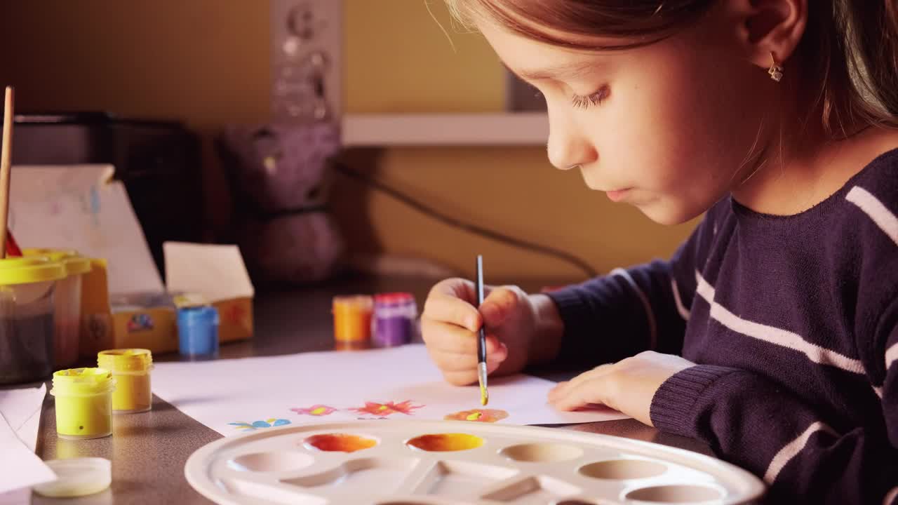 Stock Video Girl Painting With Watercolors At Home Live Wallpaper For PC
