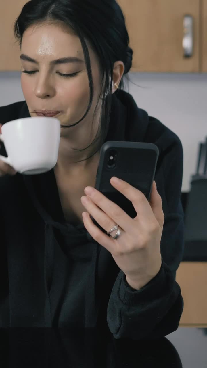 Stock Video Girl On A Video Call While Drinking Coffee Live Wallpaper For PC