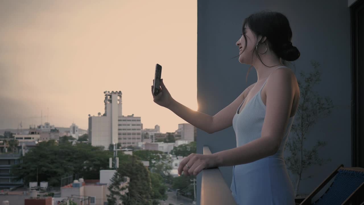 Stock Video Girl On A Video Call Standing On A Balcony At Live Wallpaper For PC