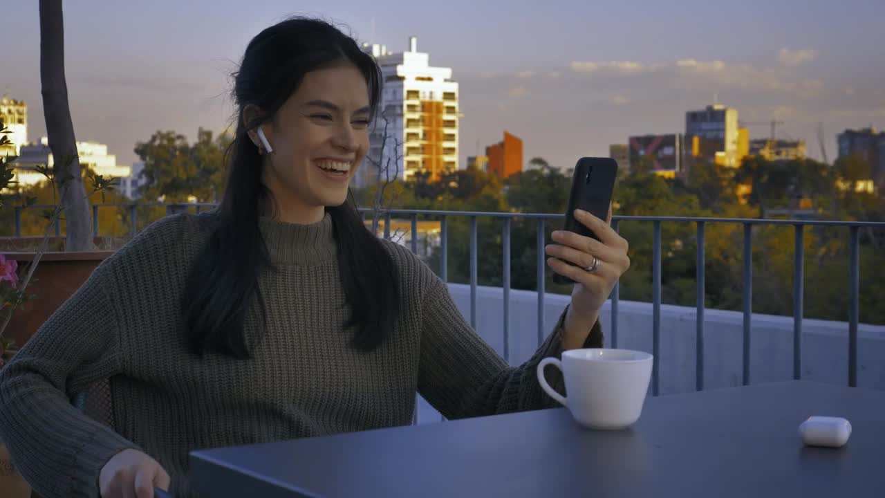 Stock Video Girl On A Terrace Having A Video Call Live Wallpaper For PC