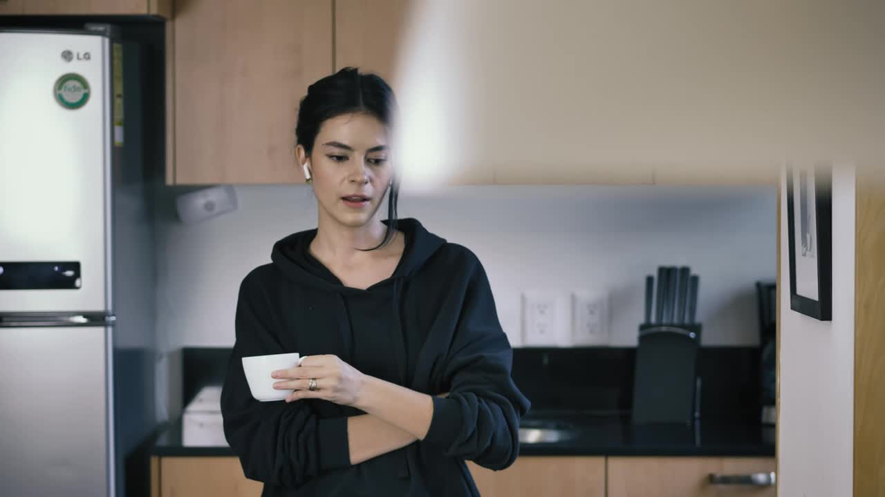 Stock Video Girl On A Call While Drinking A Cup Of Coffee Live Wallpaper For PC