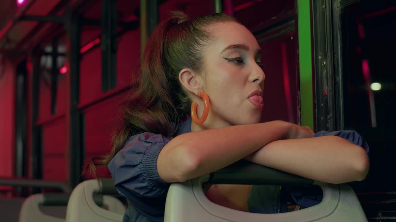 Stock Video Girl On A Bus At Night Live Wallpaper For PC