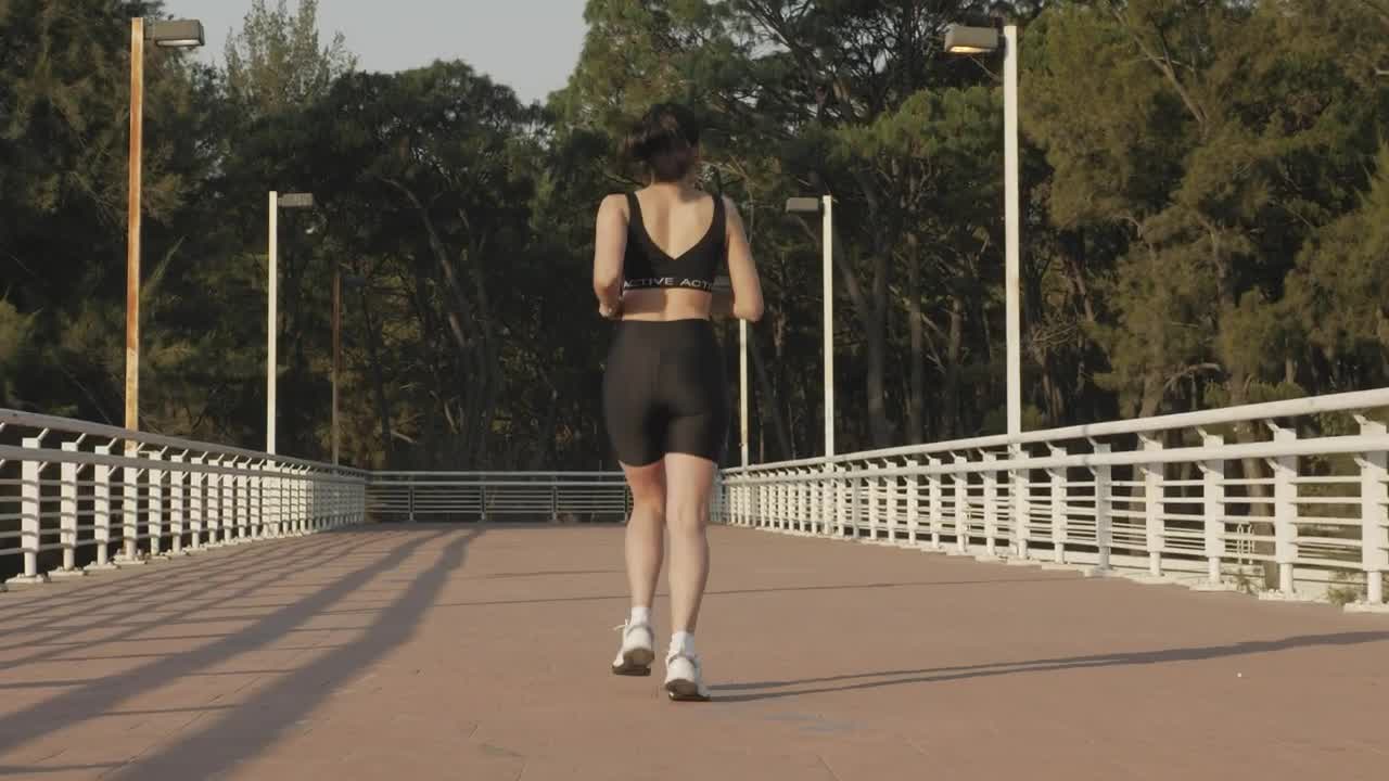 Stock Video Girl In Sportswear Jogging Outdoors Live Wallpaper For PC