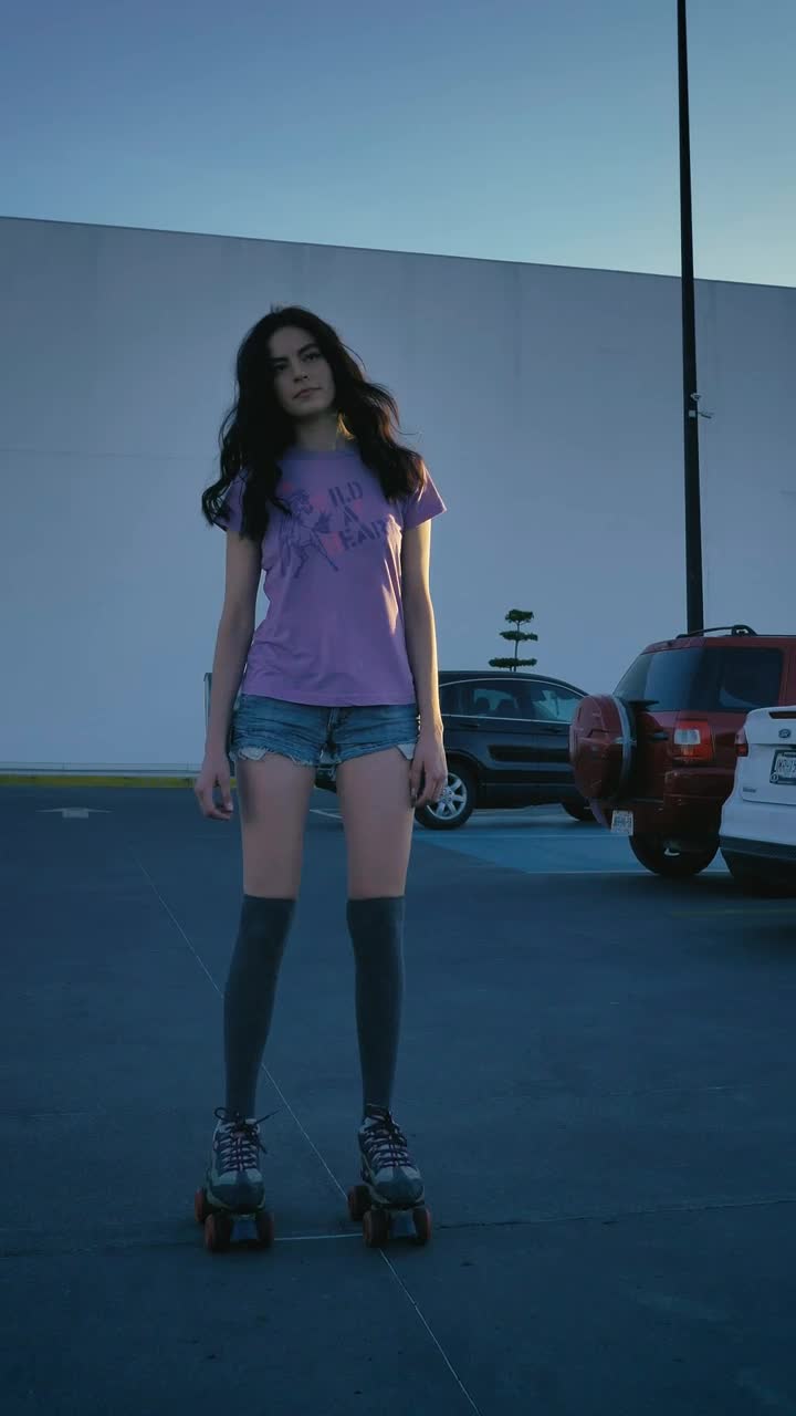 Stock Video Girl Gently Skating In A Parking Lot Live Wallpaper For PC