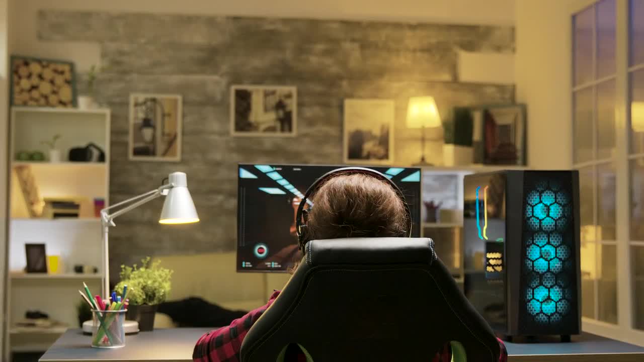 Stock Video Girl Gamer Celebrates Win In Home Office Screen View Live Wallpaper For PC