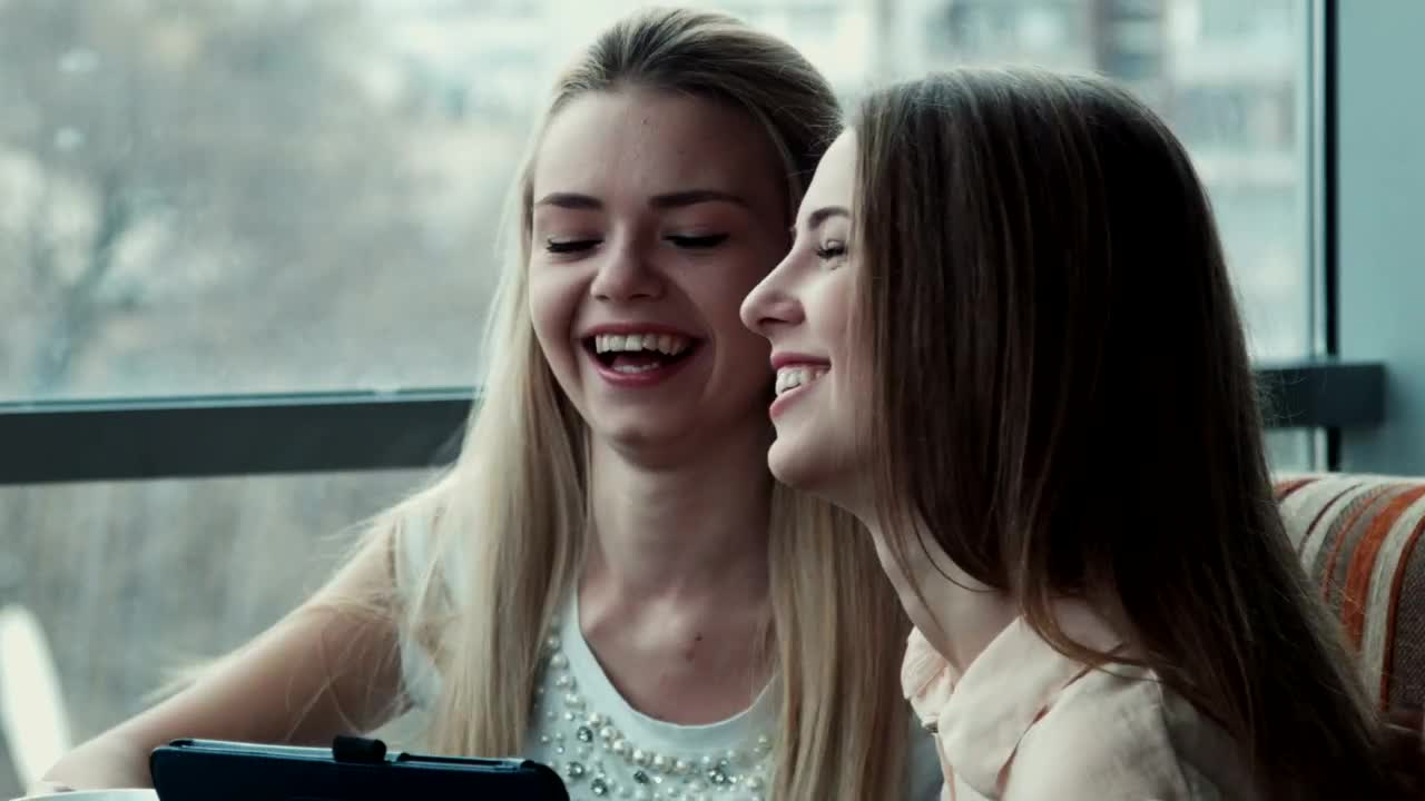 Stock Video Girl Friends Drinking Coffee In The Cafe Live Wallpaper For PC