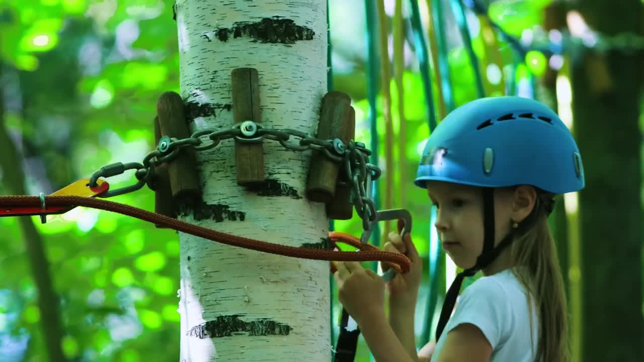 Stock Video Girl Fastened To A Harness Crosses A Forest Live Wallpaper For PC