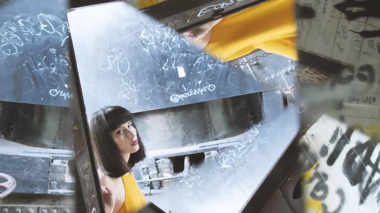 Stock Video Girl Entering An Abandoned Place Seen In A Prism Live Wallpaper For PC