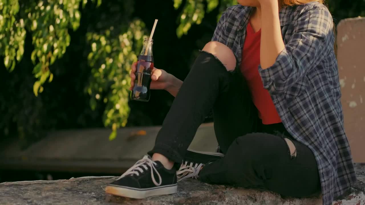 Stock Video Girl Drinking Soda Outdoors Live Wallpaper For PC