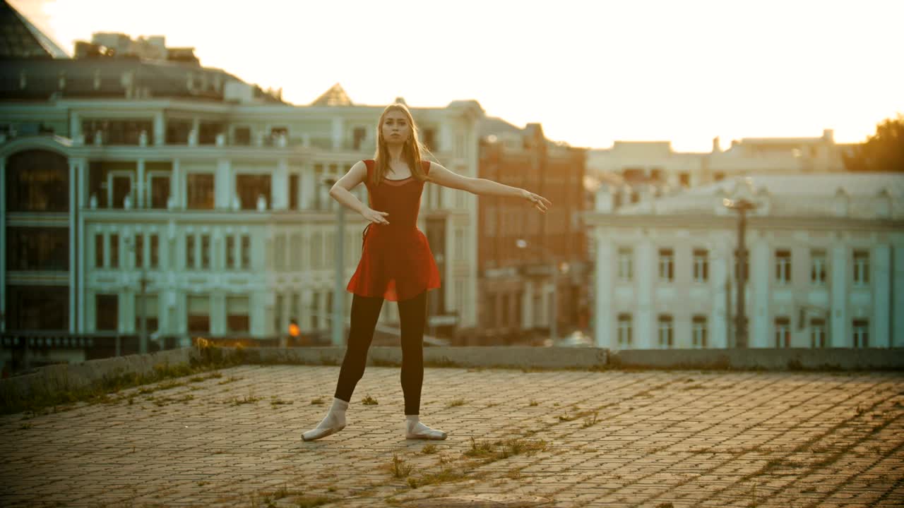 Stock Video Girl Dancing Ballet On Top Of A Building Live Wallpaper For PC