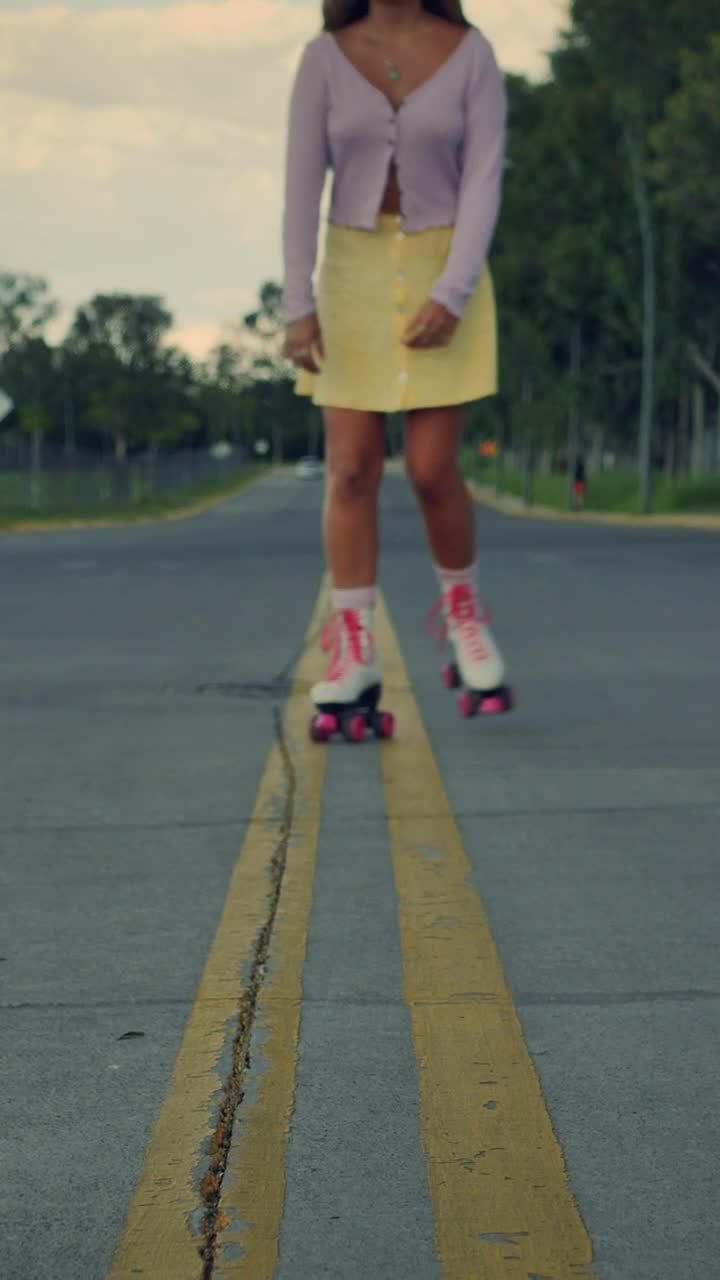 Stock Video Girl Approaching Skating Down The Middle Of The Street Live Wallpaper For PC