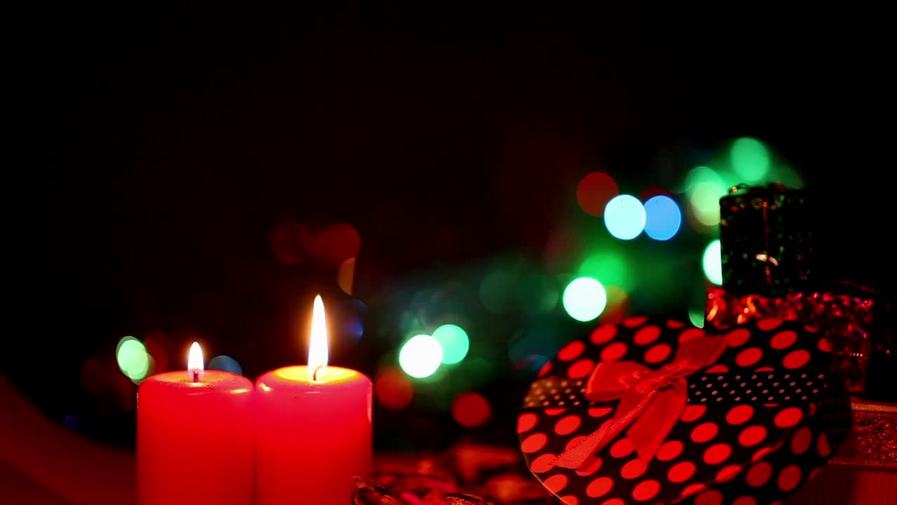 Stock Video Gifts And Candles With Flashing Lights In The Back Live Wallpaper For PC