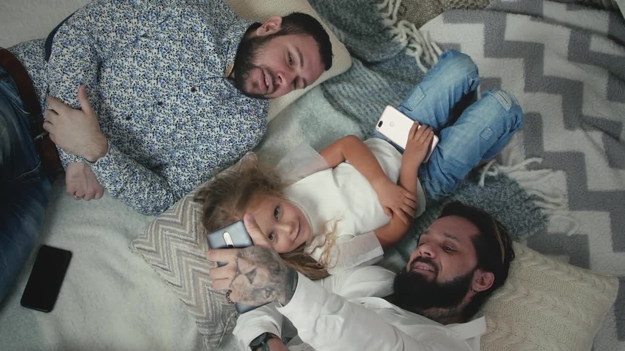 Stock Video Gay Couple Taking Selfies With Daughter Live Wallpaper For PC