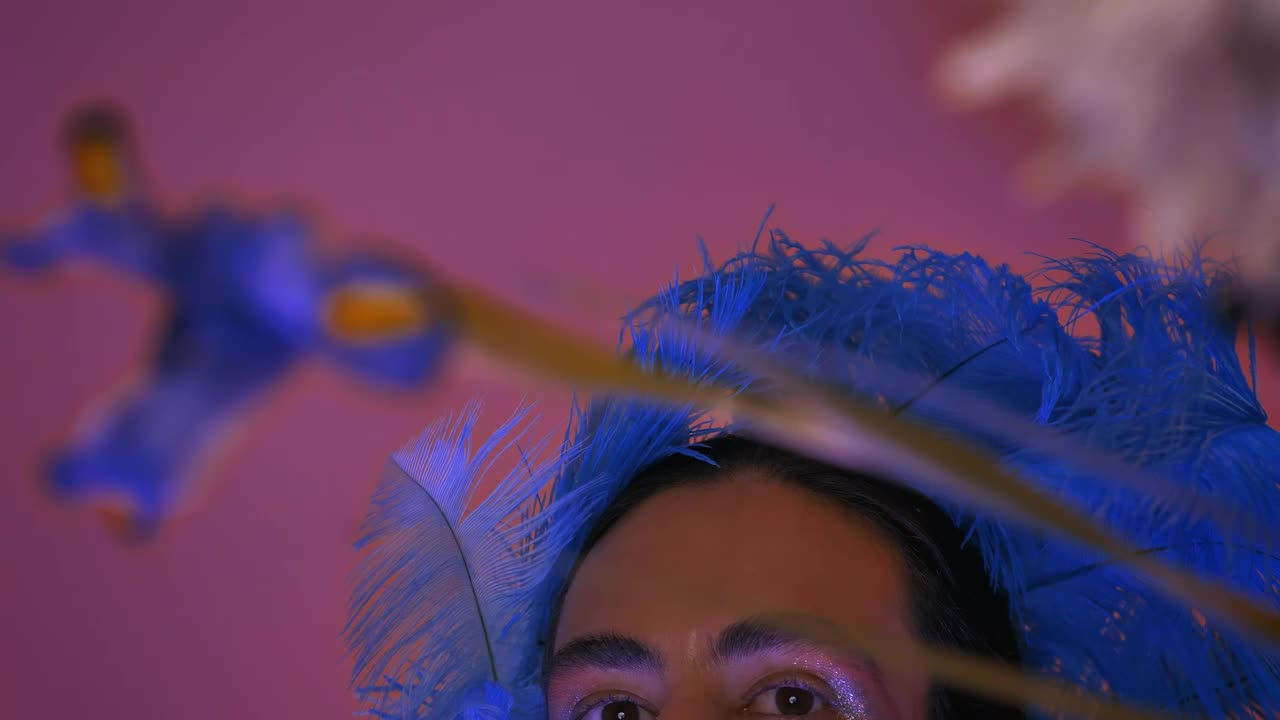 Stock Video Gay Boy With Colorful And Extravagant Makeup And Dress Live Wallpaper For PC