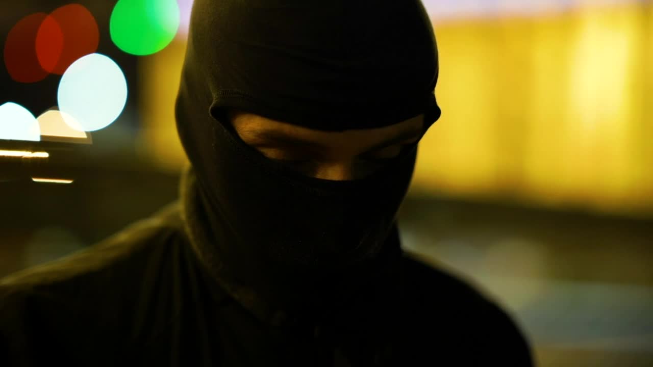 Stock Video Gangster With Face Cover Looking At The Camera Live Wallpaper For PC