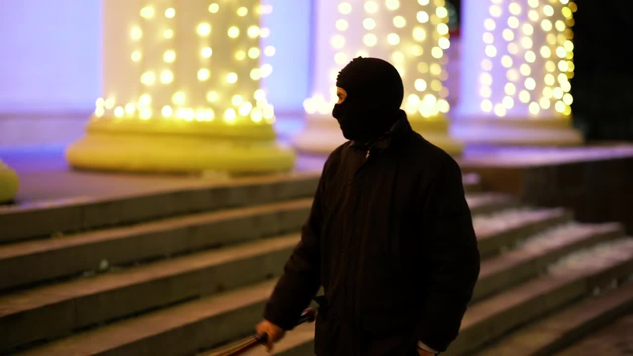 Stock Video Gangster Walking With A Baseball Bat At Night Live Wallpaper For PC