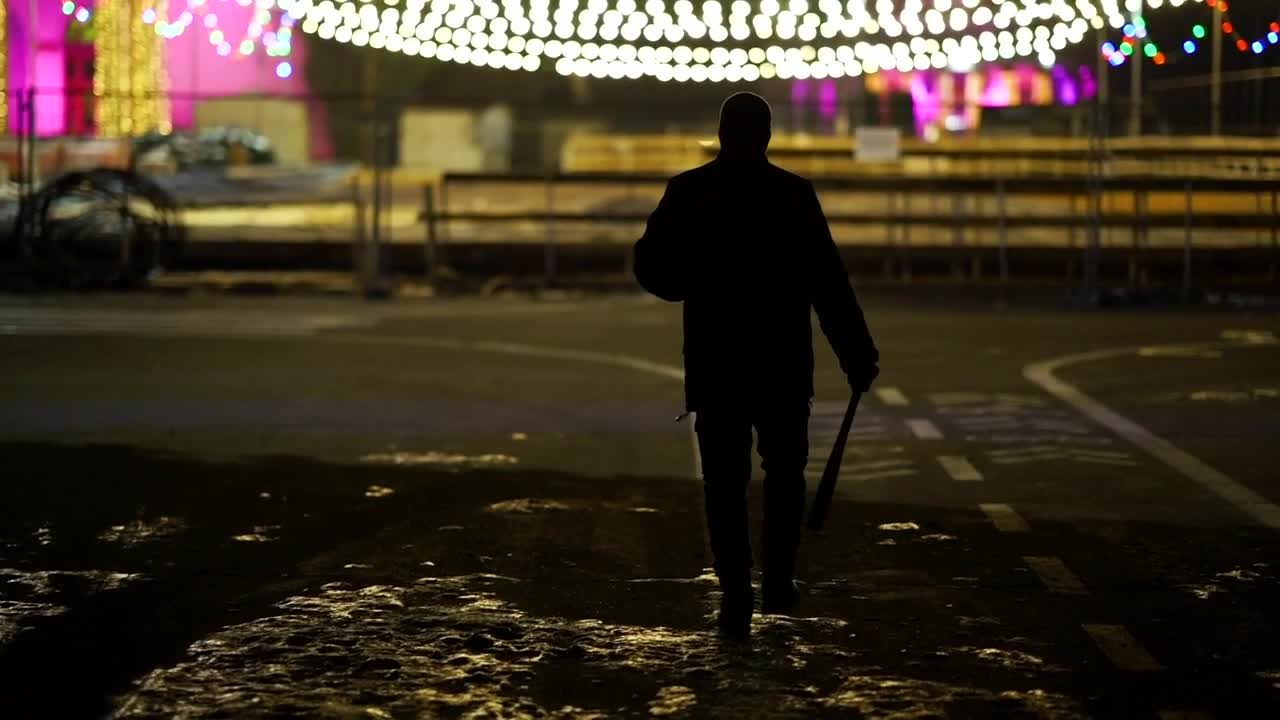 Stock Video Gangster Walking On An Abandoned Place With A Baseball Bat Live Wallpaper For PC