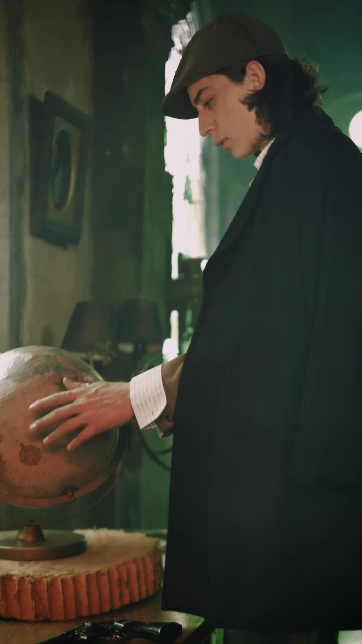 Stock Video Gangster From A Bygone Era Spinning A Globe Live Wallpaper For PC