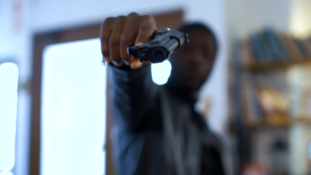 Stock Video Gangster Aiming With A Gun At The Camera Live Wallpaper For PC