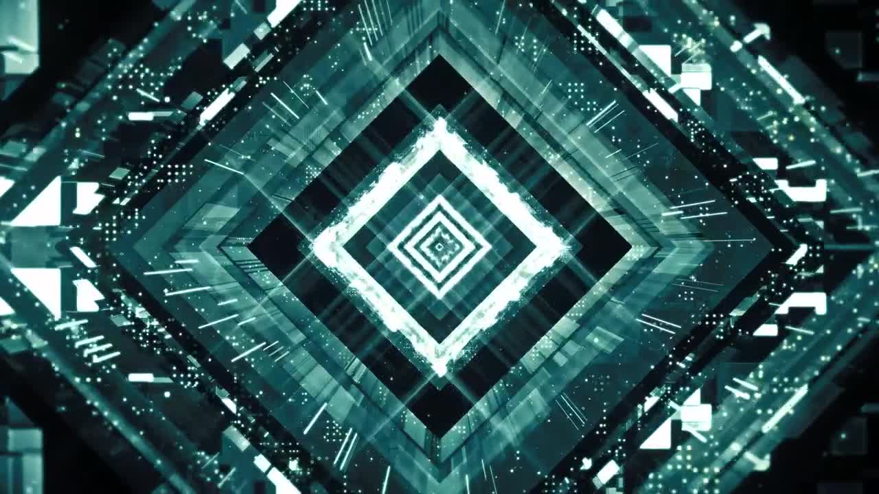 Stock Video Futuristic Shiny Digital Square Tunnel Live Wallpaper For PC