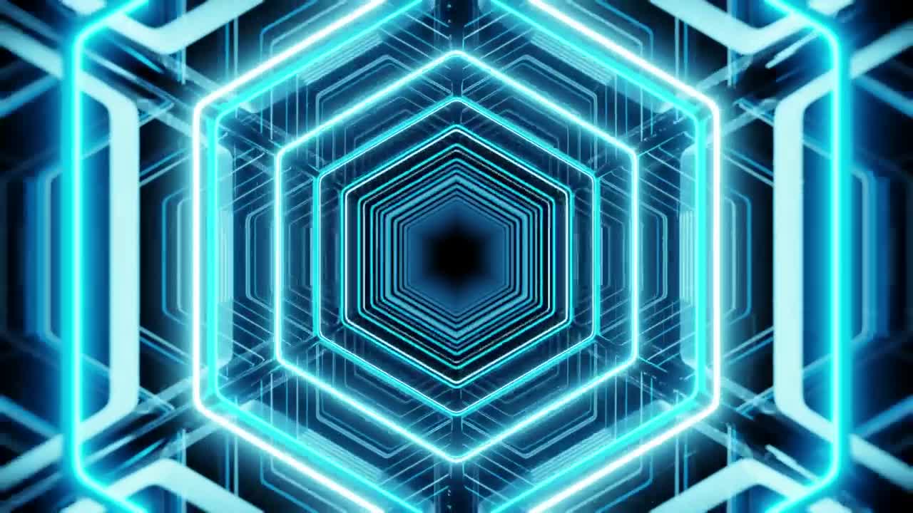 Stock Video Futuristic Luminous Tunnel In The Shape Of A Hexagon Live Wallpaper For PC