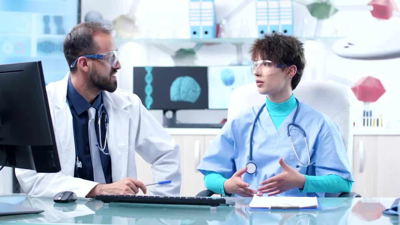 Stock Video Future Doctors In Vr Glasses Talk And Gesture Live Wallpaper For PC