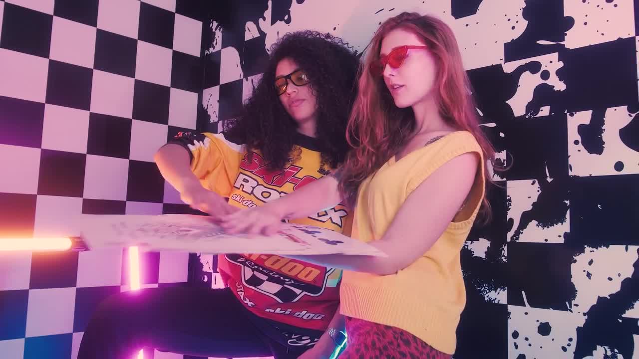 Stock Video Funny Women Playing With Huge Poker Cards Live Wallpaper For PC