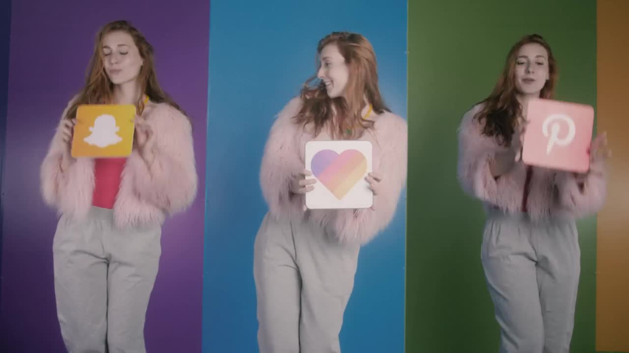 Stock Video Fun Advertising For Apps With A Cheerful Girl Live Wallpaper For PC