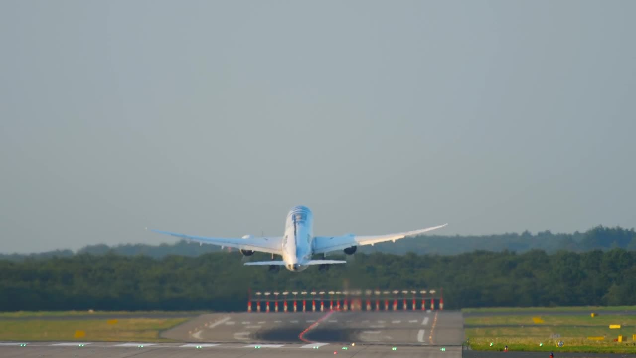 Stock Video Full Shot Of An Airplane Taking Off The Track Live Wallpaper For PC