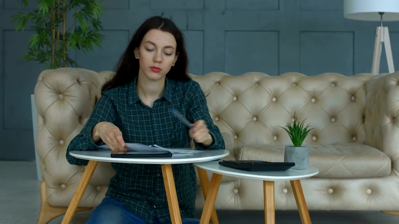 Stock Video Frustrated Woman Throws Paperwork On The Floor Live Wallpaper For PC