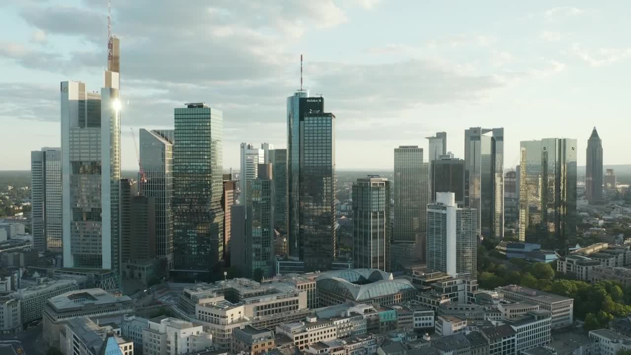 Stock Video Frontal Shot Of The Main Skyscrapers In Frankfurt Live Wallpaper For PC