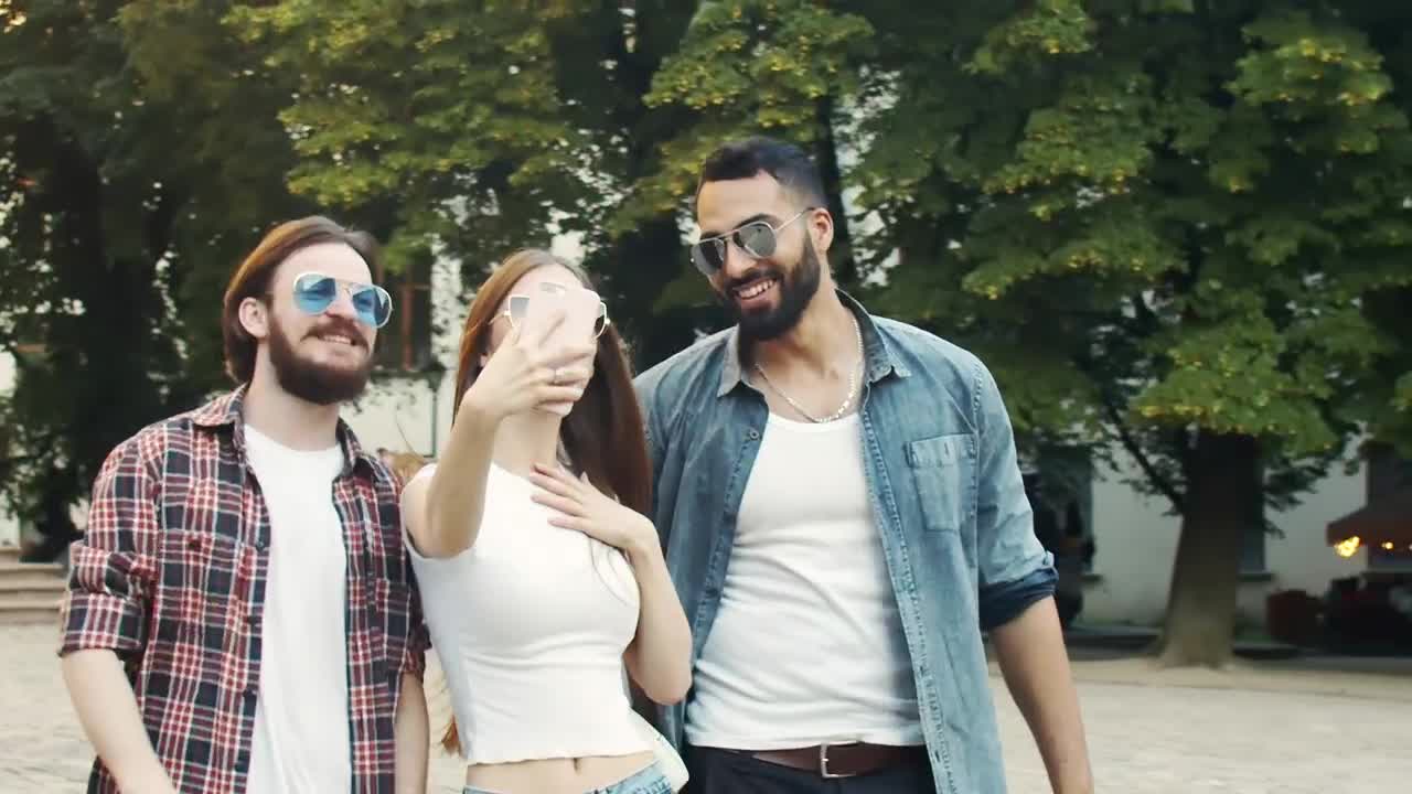 Stock Video Friends Say Hello On Video Call While Walking Outdoors Live Wallpaper For PC