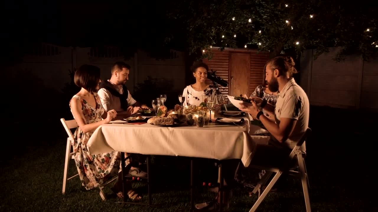 Stock Video Friends Reunion Dinner In The Garden Live Wallpaper For PC