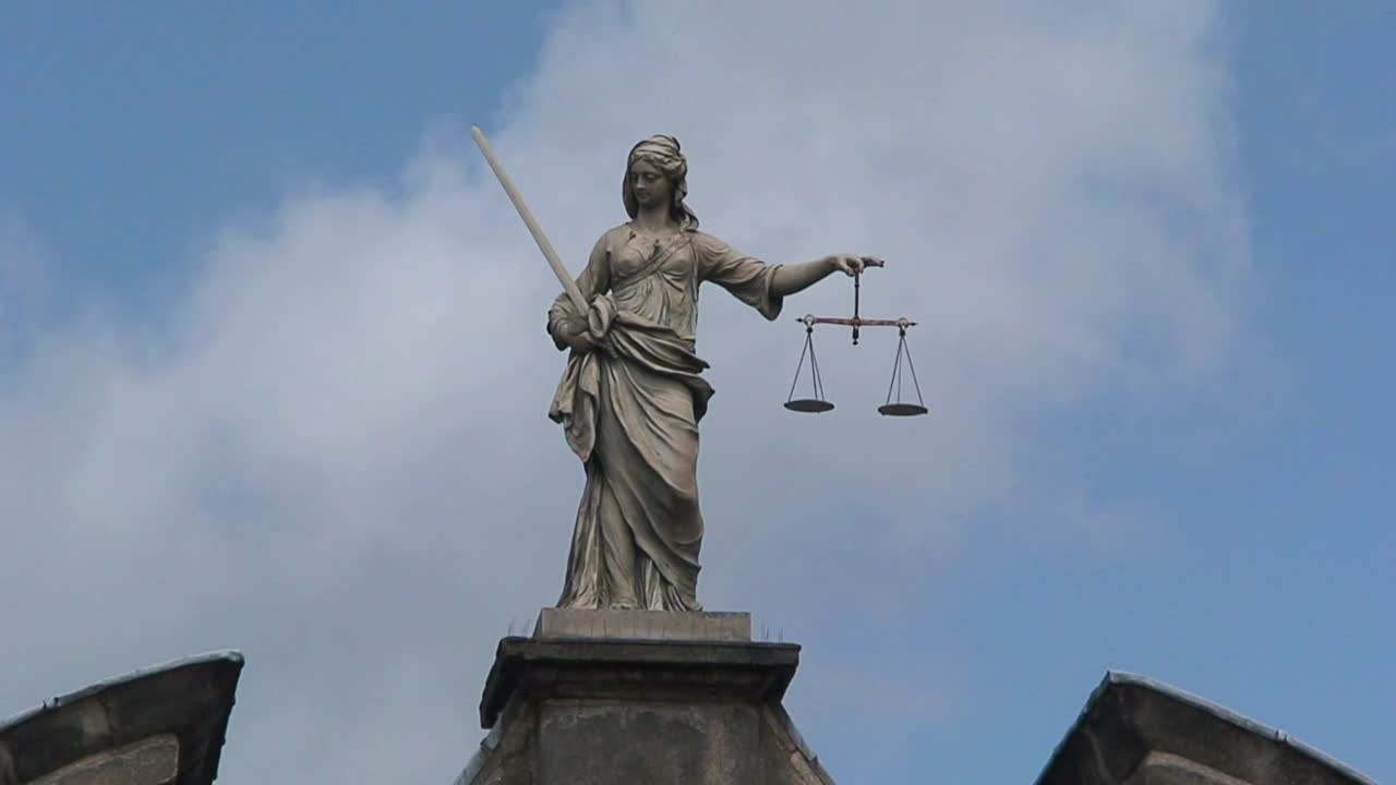 Stock Video Lady Of Justice At The Dublin Castle In Ireland Animated Wallpaper