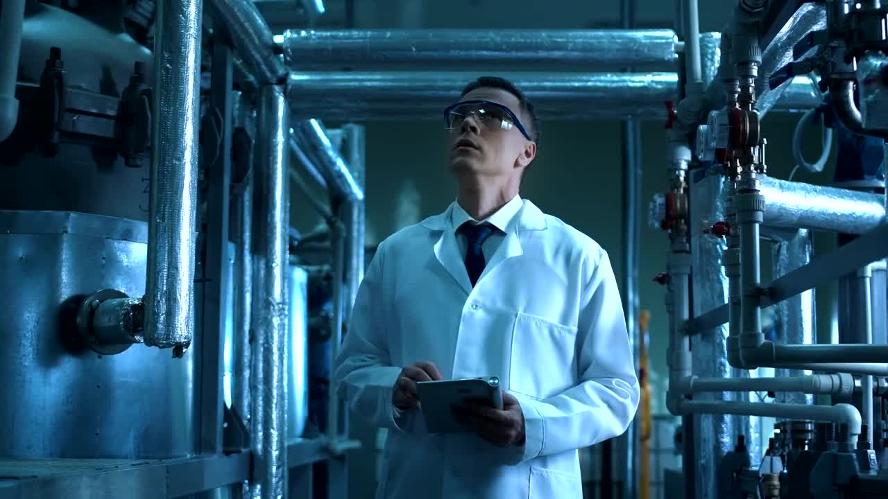 Stock Video Laboratory Inspector With Tablet Animated Wallpaper