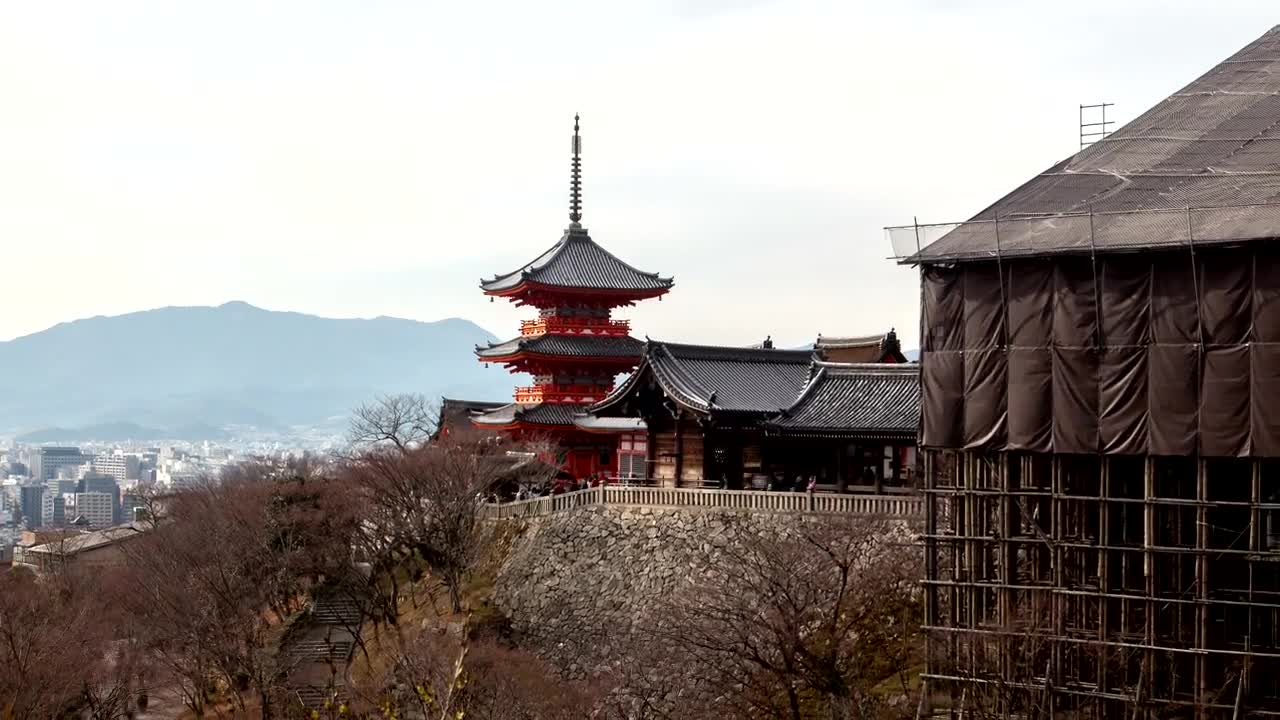 Stock Video Kyoto Historic Temple Building Animated Wallpaper