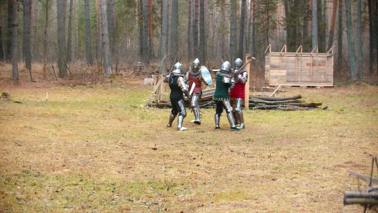 Stock Video Knights With Swords Fighting In The Woods Animated Wallpaper