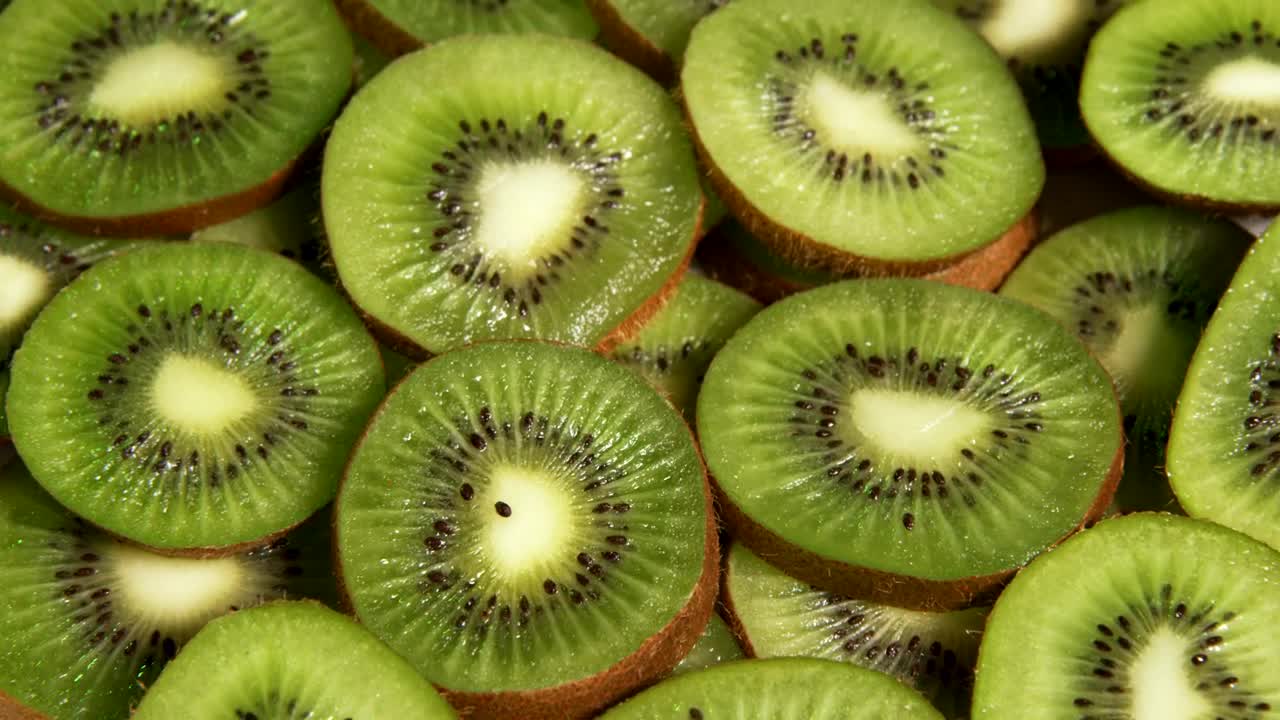 Stock Video Kiwi Fruit Slices Spinning On A Plate Animated Wallpaper