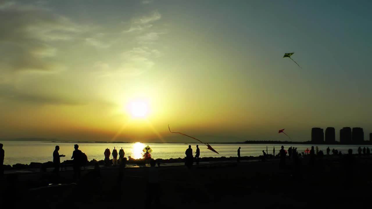 Stock Video Kites On The Beach At Sunset Animated Wallpaper