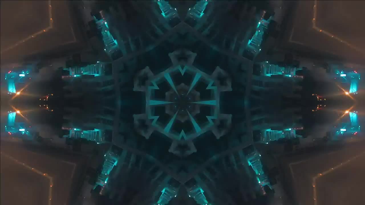 Stock Video Kaleidoscope Shot Of Night City Lights Animated Wallpaper