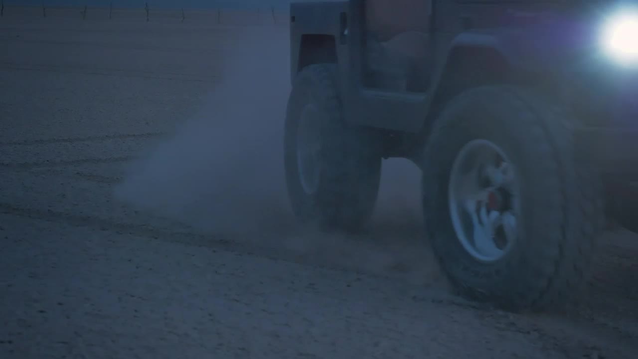 Stock Video Jeep Truck Skidding On The Ground At Night Animated Wallpaper