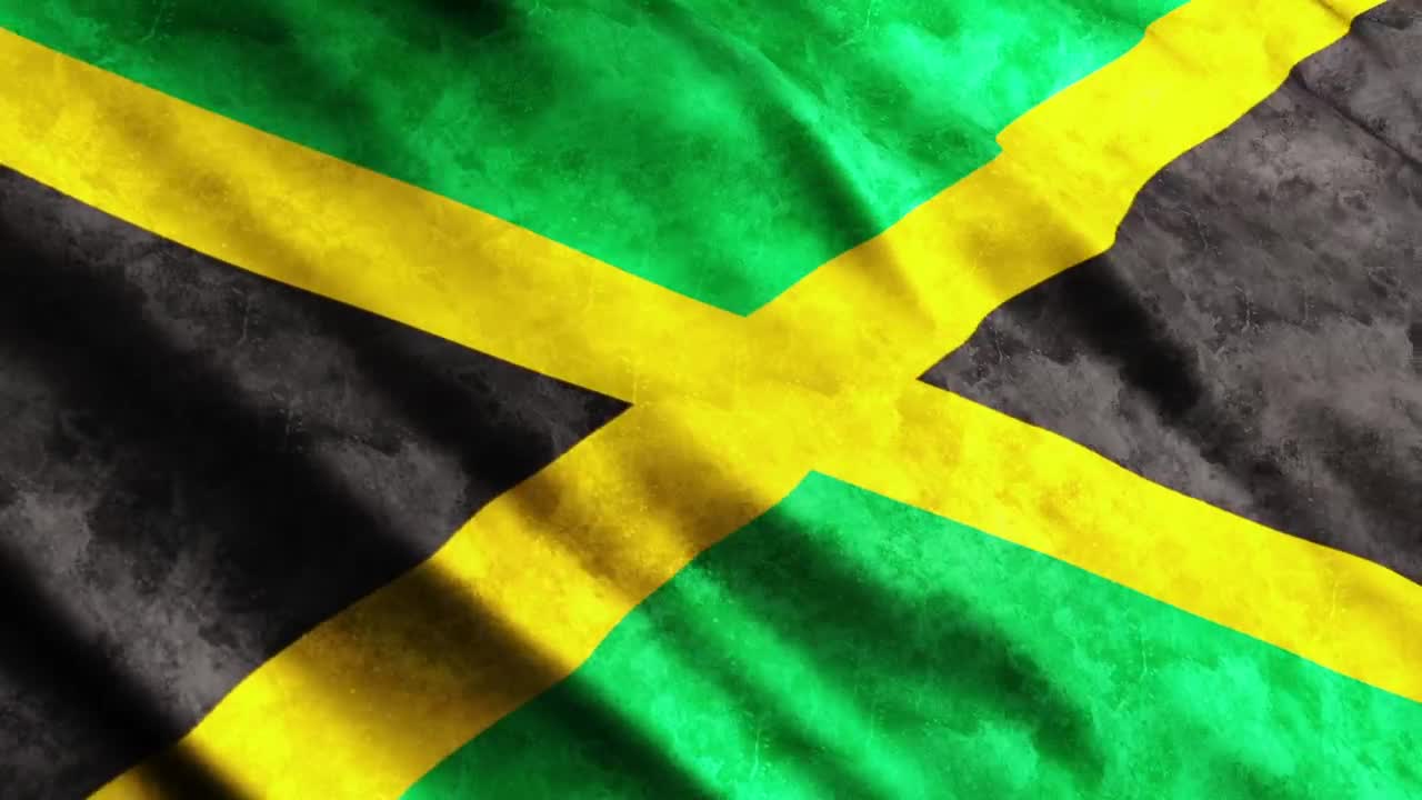 Stock Video Jamaica Flag Waving Render Animated Wallpaper
