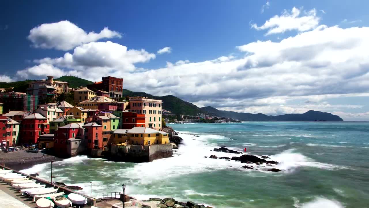 Stock Video Italy Fishing Village In The Coast Animated Wallpaper