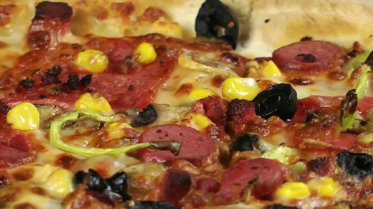 Stock Video Italian Pizza Texture Close Up Animated Wallpaper