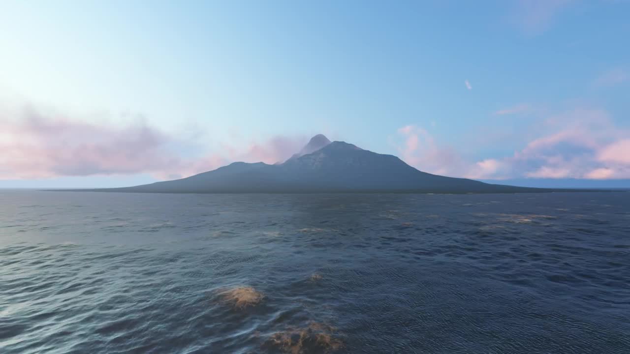 Stock Video Island In The Distance In The Middle Of The Sea Animated Wallpaper
