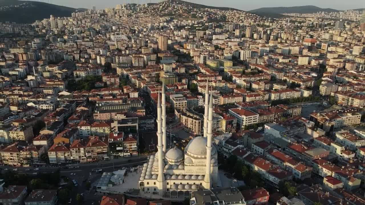 Stock Video Islam Mosque In A City Aerial View Animated Wallpaper