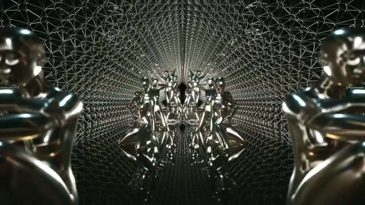 Stock Video Iron Mannequins In The Hall Animated Wallpaper