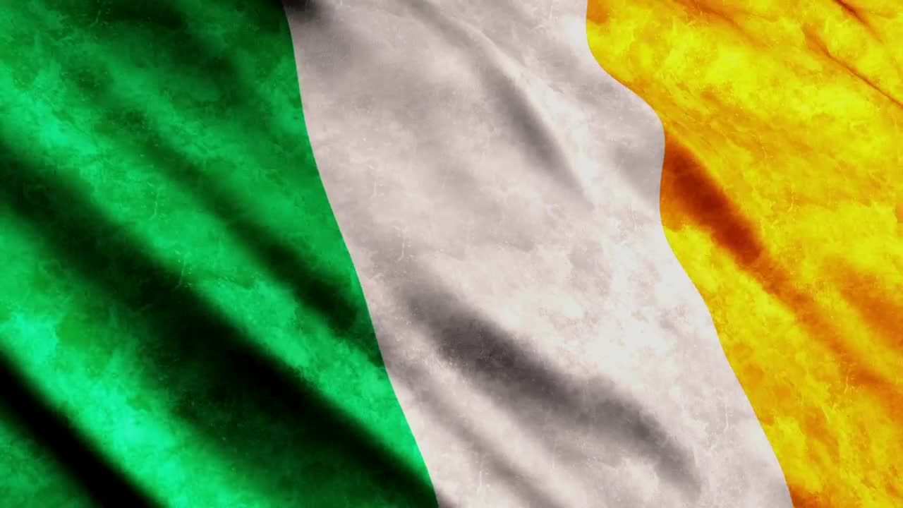 Stock Video Ireland D Render Flag While Waving Slowly Animated Wallpaper